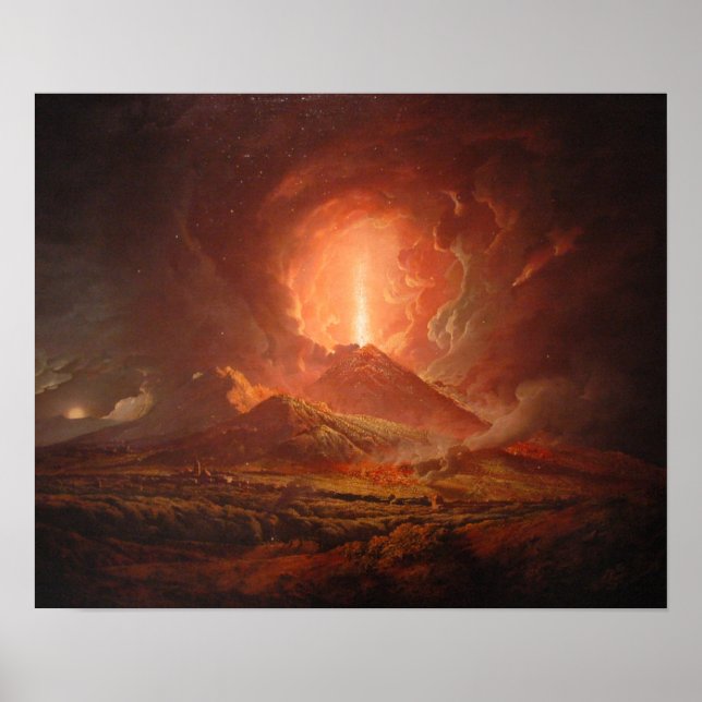 Poster Vésuve de Portici, Joseph Wright de Derby (Devant)