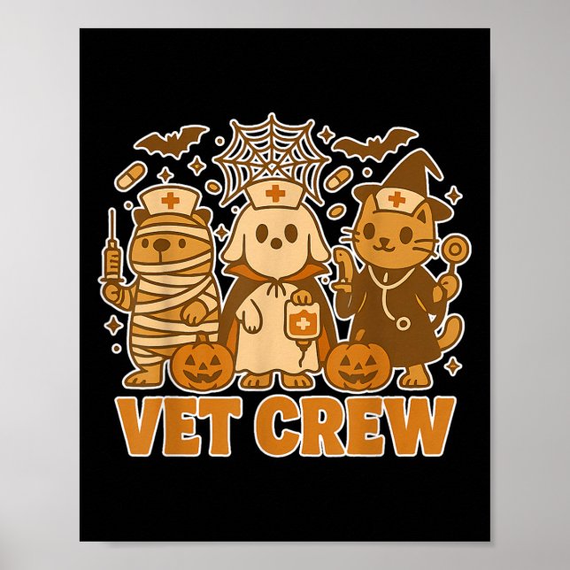 Poster Vet Crew Costume Halloween Chien Chat Capybara Ani (Devant)