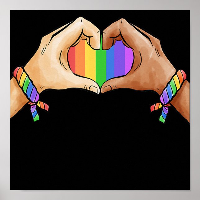Poster vêtement gay pride lgbt rainbow flag to heart uni (Devant)