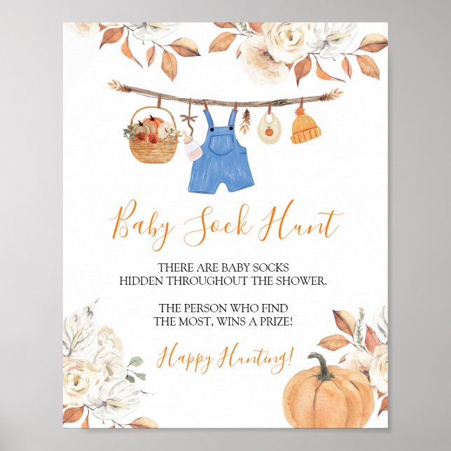Poster Vêtements Citrouilles Baby shower bébé Chasse aux  (Devant)