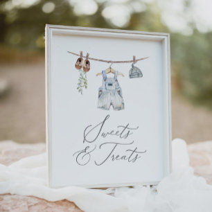 Poster Vêtements de bébé Baby shower de garçon Douceurs e