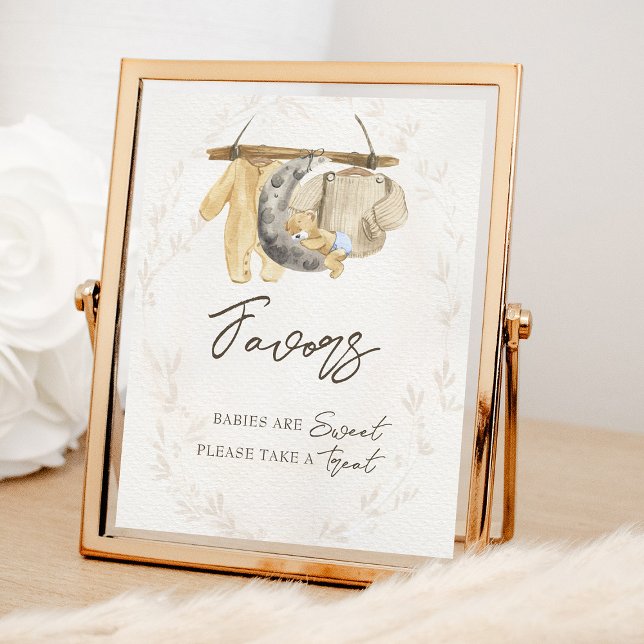 Poster Vêtements de bébé Baby shower neutre Prenez un soi (Favors Table Sign - from my Baby Clothes Baby Shower Collection)
