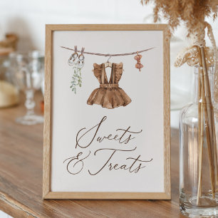 Poster Vêtements de bébé Fille Baby Shower Friandises et