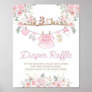 Poster Vêtements de bébé rose Fleur Ligne de linge Raffle