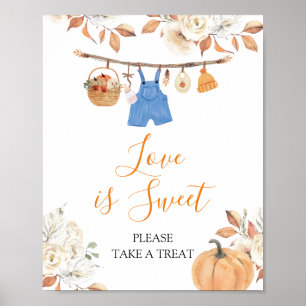 Poster Vêtements de garçon Citrouille Automne Baby shower