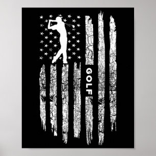 Poster Vêtements de golf Drapeau Américain - Golfeur Golf