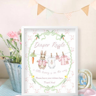 Poster Vêtements de lapin mignon Corde à linge Baby Showe