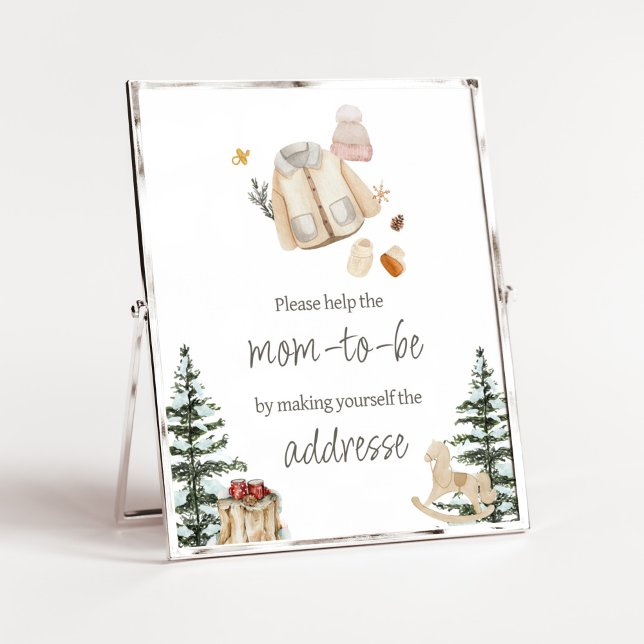 Poster Vêtements d'hiver Il fait froid à l'extérieur de l (Merry Little Winter Baby Clothes Baby Shower Envelope Station Sign)