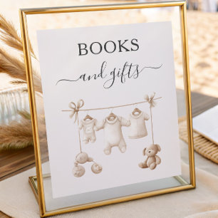 Poster Vêtements et jouets bébé beige Livres et cadeaux