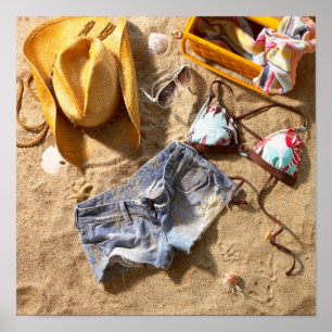 Poster Vêtements Laissés Derrière Sur La Plage