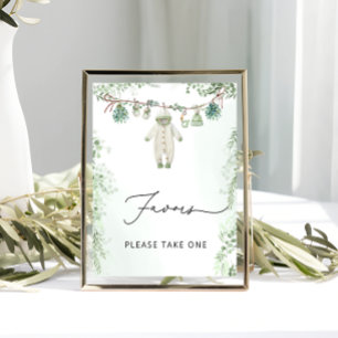 Poster Vêtements pour bébés Boho Sage Baby shower vert Fa