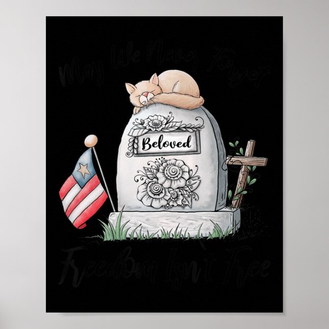 Poster Vétéran Femme Memorial Day Chat pour femmes mignon (Devant)