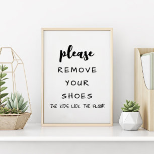 Poster Veuillez Enlever Vos Chaussures Drôle Fermette