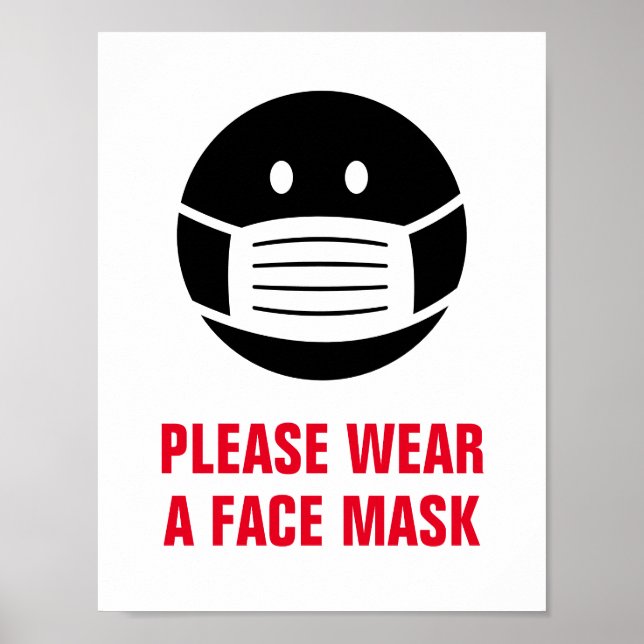 Poster Veuillez porter un masque de visage obligatoire si (Devant)