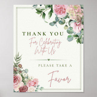 Poster Veuillez prendre un panneau de faveur | Floral ros