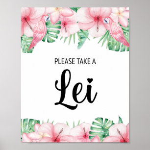 Poster Veuillez prendre un signe Lei Tropical Hawaiian Lu