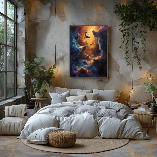 Poster Viaje Cósmico de Ballenas El Abrazo de la Nebulosa (Créateur téléchargé)