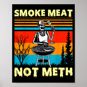 Poster Viande fumée vintage pas squelette drôle barbecue 