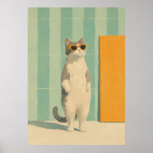 Poster vibe estivale de chat cool