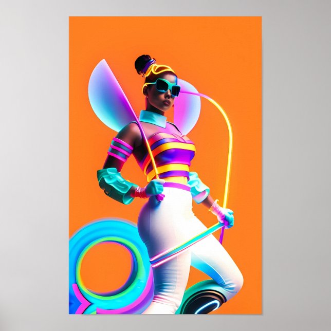 Poster Vibe Jibe Electrique Ken Gage Rétrowave Amusant (Devant)