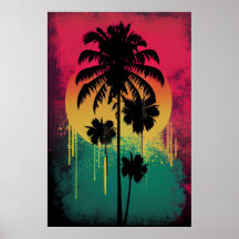Vibe Vintage Ombre Pop Art Palm Tree