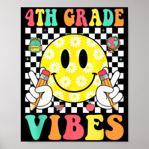 Poster vibes 4e année sourire rétro visage enseignant enf