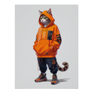 Poster Vibes de chats urbains - Conception futuriste de v