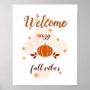 Poster vibes de chute blanche citrouille orange