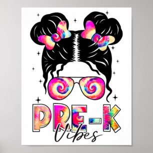 Poster Vibes de pré-maternelle Fille au chignon désordonn