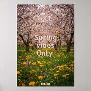 Poster Vibes de printemps uniquement - Quote de printemps