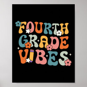 Poster Vibes De Quatrième Année Retour À L'École Rétro 4E
