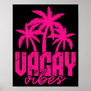 Poster Vibes de vacances palmiers rétro vintage plage été