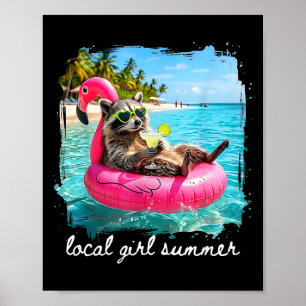 Poster Vibes d'été drôles raton laveur femmes filles fill