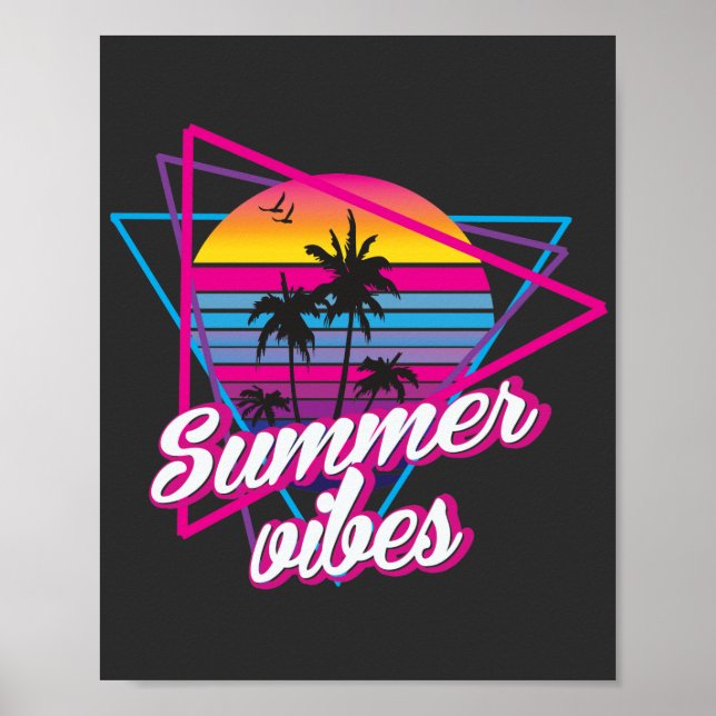 Poster Vibes d'été du coucher de soleil tropical (Devant)