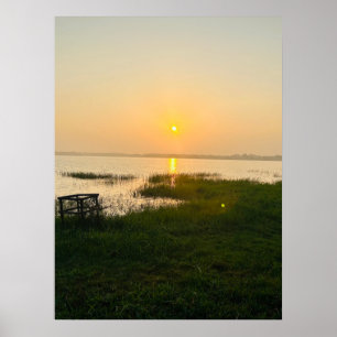 Poster Vibes d'été   Monogramme ombré de soleil et de sab