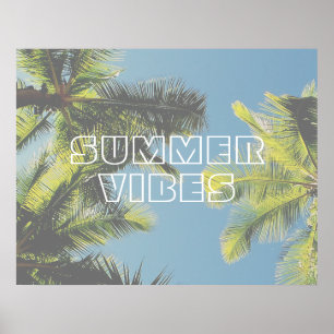 Poster Vibes d'été Tropical Palm Tree Green Blue Sky
