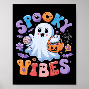 Poster Vibes éffrayant Ghost Retro Super Halloween Kids G