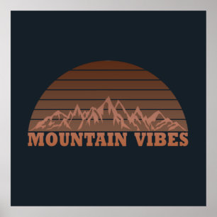 Poster vibes montagne rétro vintage extérieur coucher de 