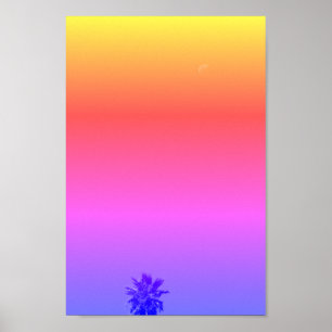 Poster Vibes positives Minimalisme de la lune de palmiers