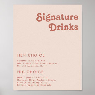 Poster Vibes rétro simples   Boissons de signature rose p