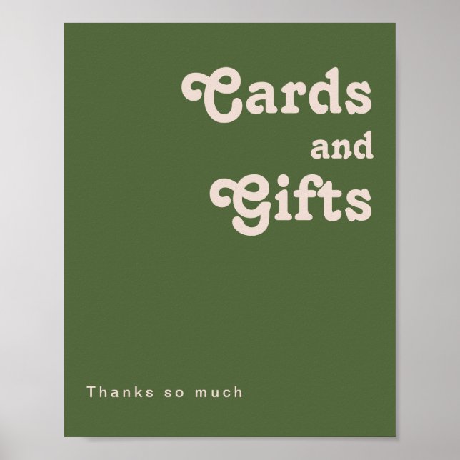 Poster Vibes rétro simples | Cartes et cadeaux vert olive (Devant)