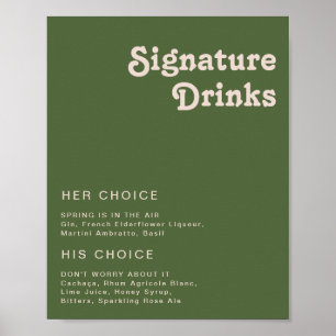 Poster Vibes rétro simples Olive Green Signature Boisso