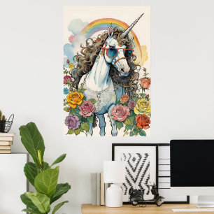 Poster Vibes Unicorn cool : Lunettes de soleil, Rainbows 