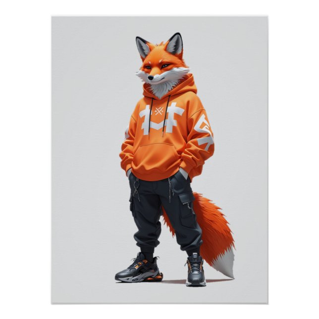 Poster Vibes Urban Fox - Conception Futuriste de Streetwe (Devant)
