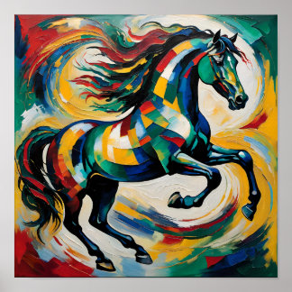 Poster Vibrant Abstract Horse Painting – Colorful Express