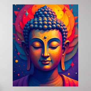 Poster Vibrant Abstrait Art Moderne Peinture Bouddha
