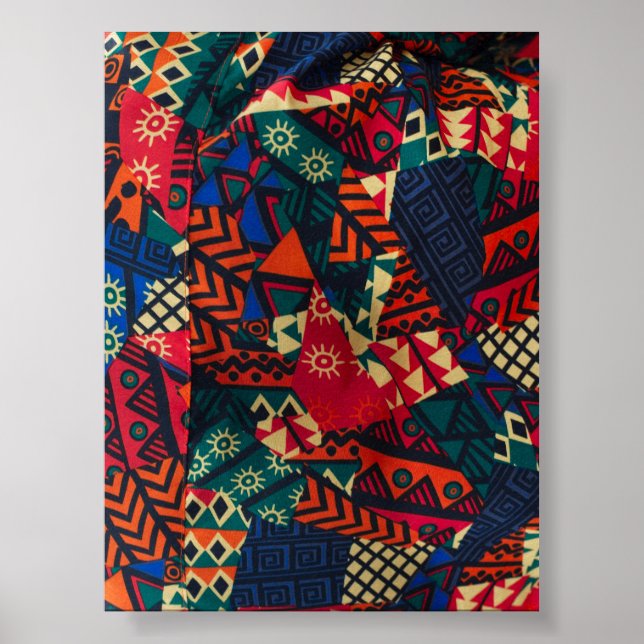 Poster Vibrant African Geometric Tribal Abstract Pattern  (Devant)