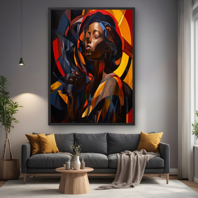 Poster Vibrant Afrocentric Abstrait Portrait Art (Créateur téléchargé)