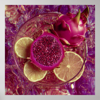 Poster Vibrant Dragon Fruit Lemon Bowl