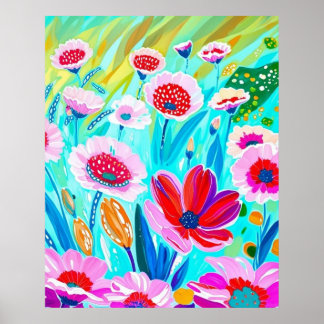 Poster Vibrant Fleur sauvage Meadow - Art Floral coloré